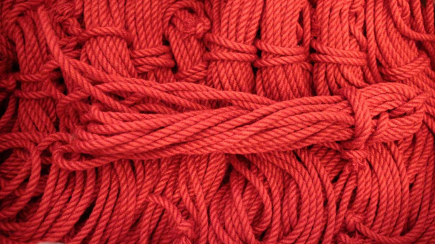 New red jute shibari rope